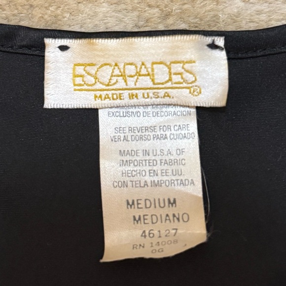 Escapades vintage black silk floral embroidered tank top women’s size medium - Picture 7 of 9